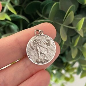 Vintage Anson Sterling CAPRICORN ZODIAC charm DISC ASTROLOGY GOAT Pendant
